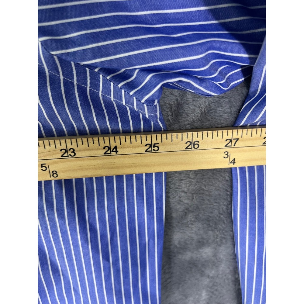 Brooks Brothers 346 Mens 17-4/5 Blue White Stripe Non-Iron Cotton Dress Shirt - Picture 7 of 13